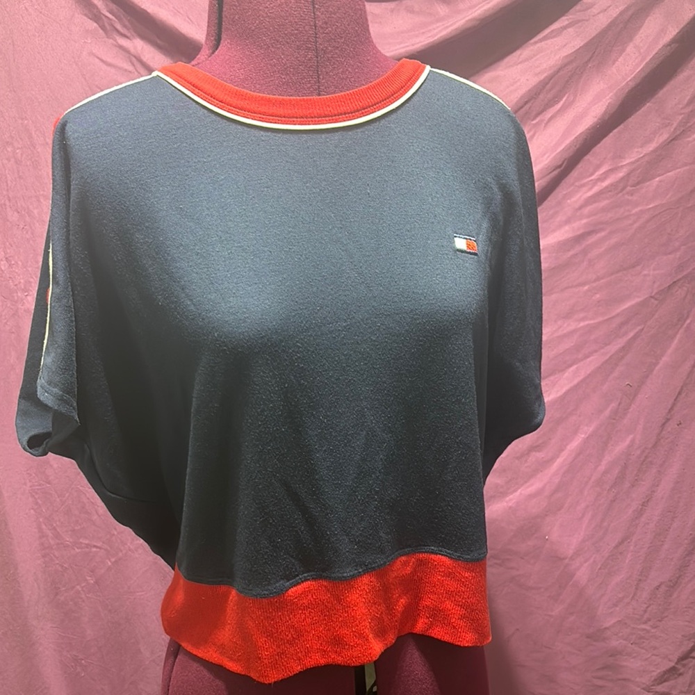 Tommy Hilfiger Women's Navy and Red Top